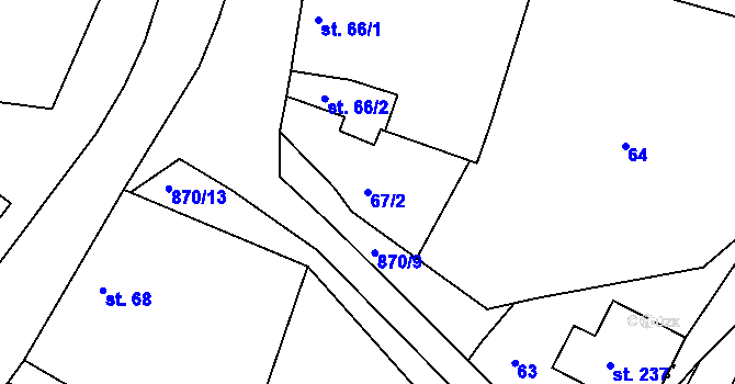 Parcela st. 67/2 v KÚ Lipolec, Katastrální mapa