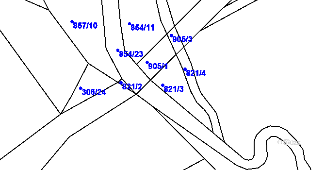 Parcela st. 821/3 v KÚ Lipolec, Katastrální mapa