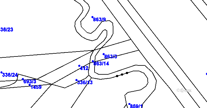 Parcela st. 863/3 v KÚ Lipolec, Katastrální mapa