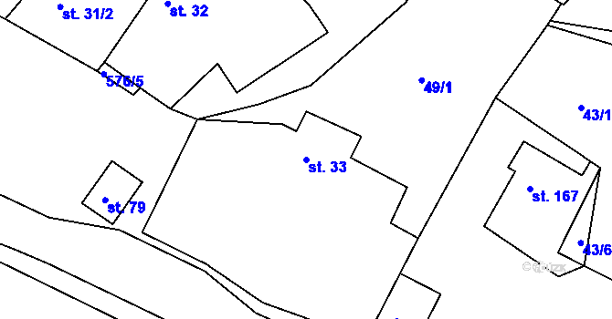 Parcela st. 33 v KÚ Lipoltice, Katastrální mapa