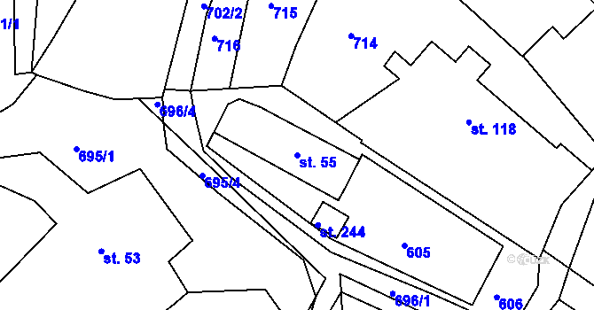 Parcela st. 55 v KÚ Lipoltice, Katastrální mapa