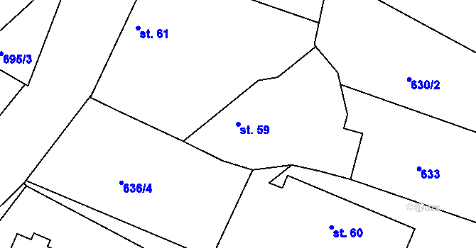 Parcela st. 59 v KÚ Lipoltice, Katastrální mapa