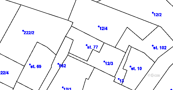Parcela st. 77 v KÚ Lipoltice, Katastrální mapa