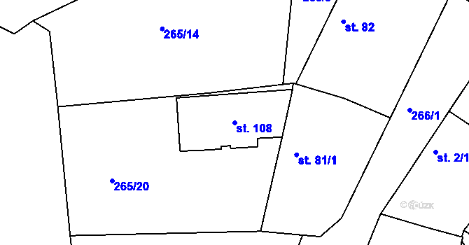 Parcela st. 108 v KÚ Lipoltice, Katastrální mapa