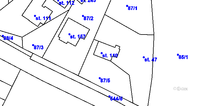 Parcela st. 110 v KÚ Lipoltice, Katastrální mapa