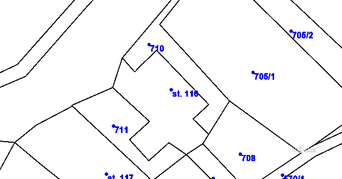 Parcela st. 116 v KÚ Lipoltice, Katastrální mapa