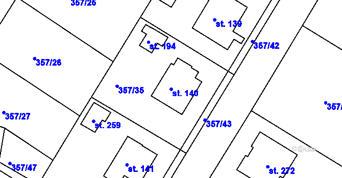 Parcela st. 140 v KÚ Lipoltice, Katastrální mapa
