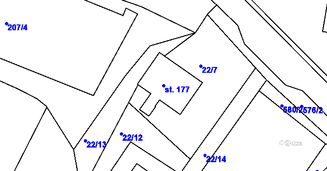 Parcela st. 177 v KÚ Lipoltice, Katastrální mapa