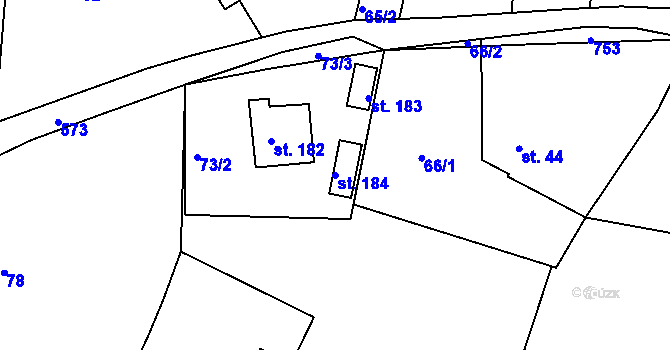Parcela st. 184 v KÚ Lipoltice, Katastrální mapa
