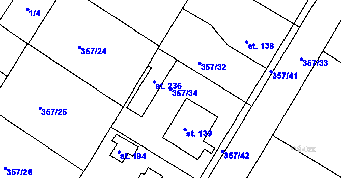 Parcela st. 357/34 v KÚ Lipoltice, Katastrální mapa