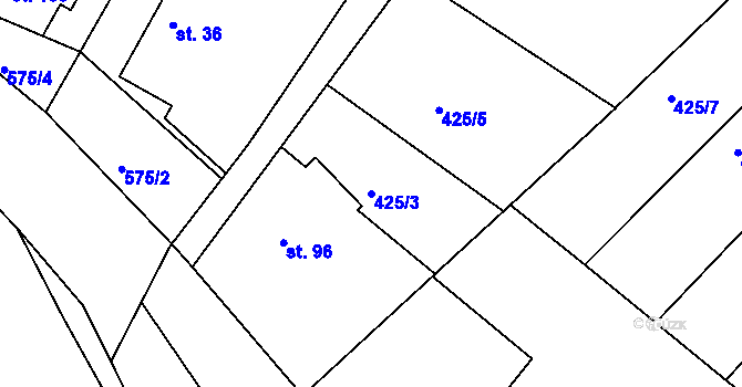 Parcela st. 425/3 v KÚ Lipoltice, Katastrální mapa