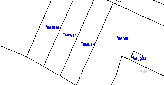 Parcela st. 659/14 v KÚ Lipoltice, Katastrální mapa