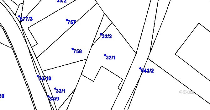 Parcela st. 32/1 v KÚ Lipoltice, Katastrální mapa