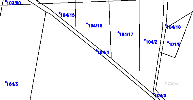Parcela st. 104/4 v KÚ Lipoltice, Katastrální mapa