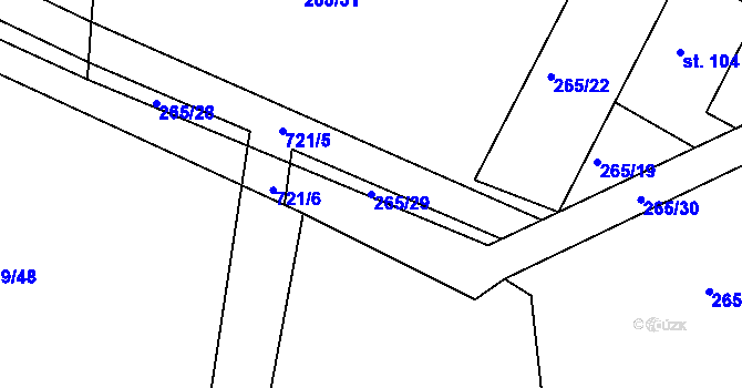 Parcela st. 265/29 v KÚ Lipoltice, Katastrální mapa