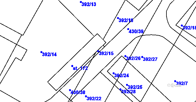 Parcela st. 392/15 v KÚ Lipoltice, Katastrální mapa