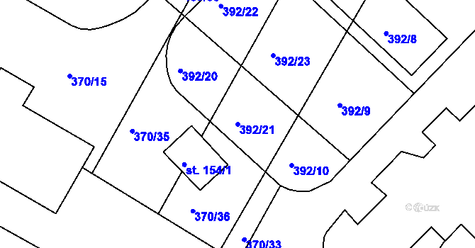 Parcela st. 392/21 v KÚ Lipoltice, Katastrální mapa