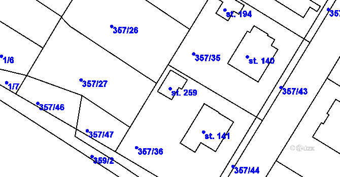 Parcela st. 259 v KÚ Lipoltice, Katastrální mapa