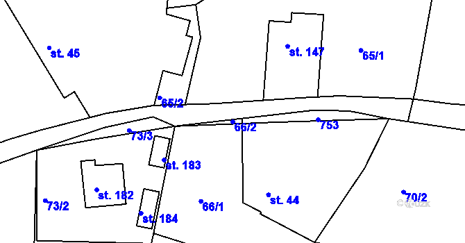 Parcela st. 66/2 v KÚ Lipoltice, Katastrální mapa