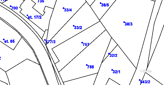 Parcela st. 757 v KÚ Lipoltice, Katastrální mapa