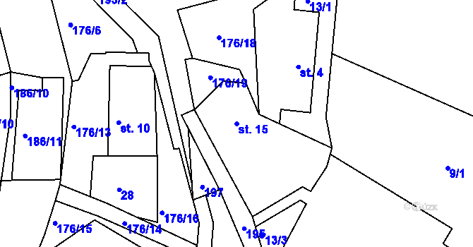 Parcela st. 15 v KÚ Sovoluská Lhota, Katastrální mapa