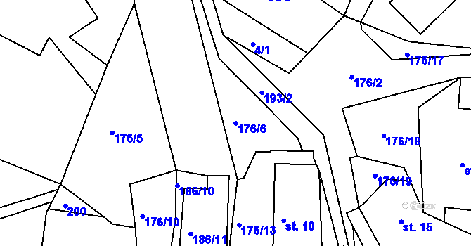 Parcela st. 176/6 v KÚ Sovoluská Lhota, Katastrální mapa