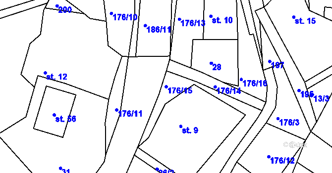 Parcela st. 176/15 v KÚ Sovoluská Lhota, Katastrální mapa