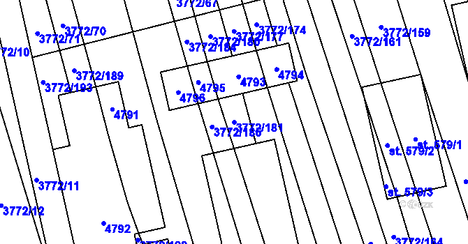 Parcela st. 3772/181 v KÚ Lipov, Katastrální mapa