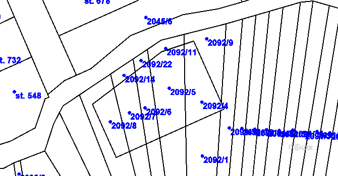 Parcela st. 2092/5 v KÚ Lipov, Katastrální mapa