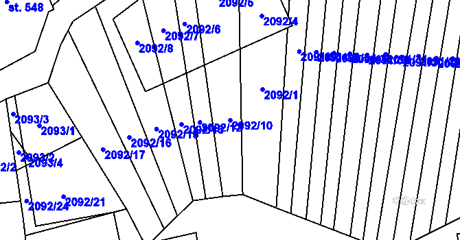 Parcela st. 2092/10 v KÚ Lipov, Katastrální mapa