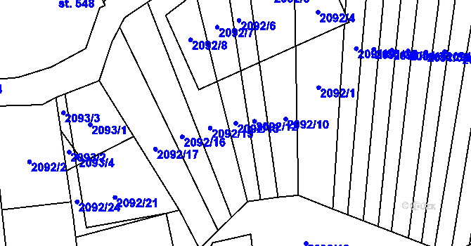 Parcela st. 2092/13 v KÚ Lipov, Katastrální mapa
