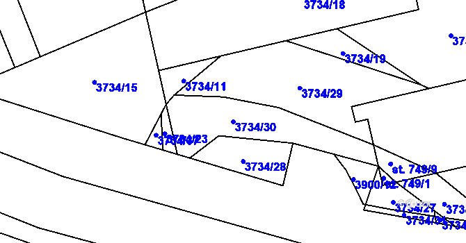 Parcela st. 3734/30 v KÚ Lipov, Katastrální mapa