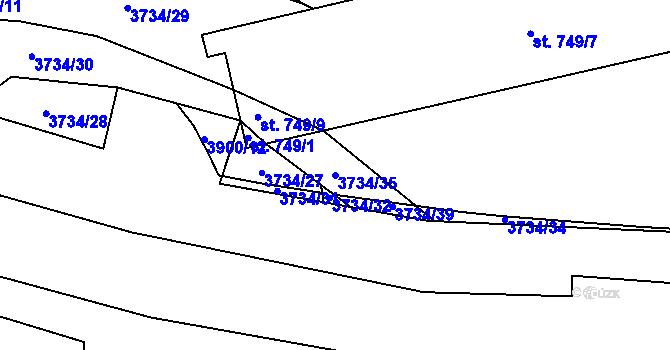 Parcela st. 3734/35 v KÚ Lipov, Katastrální mapa