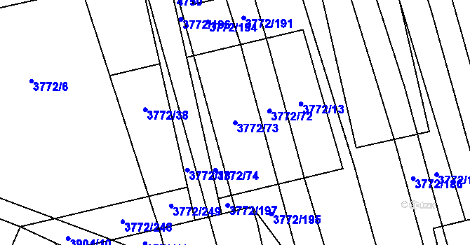 Parcela st. 3772/73 v KÚ Lipov, Katastrální mapa