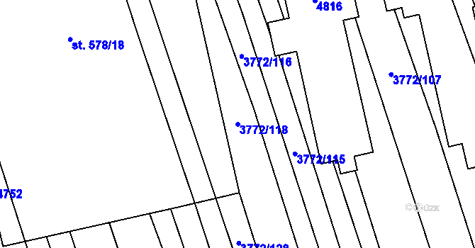 Parcela st. 3772/118 v KÚ Lipov, Katastrální mapa