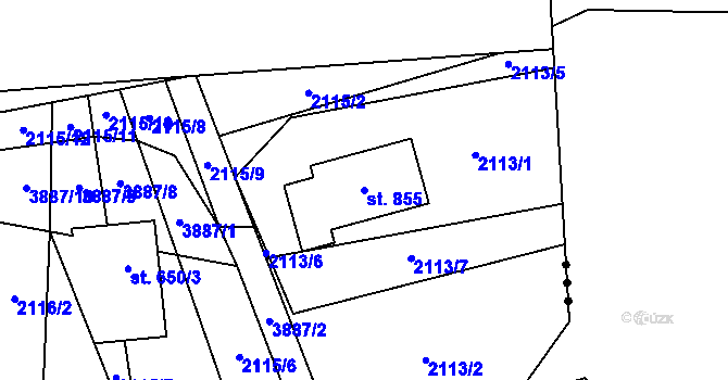Parcela st. 855 v KÚ Lipov, Katastrální mapa