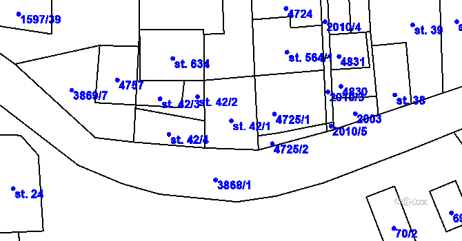 Parcela st. 42/1 v KÚ Lipov, Katastrální mapa