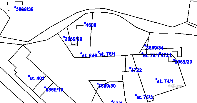 Parcela st. 76/1 v KÚ Lipov, Katastrální mapa