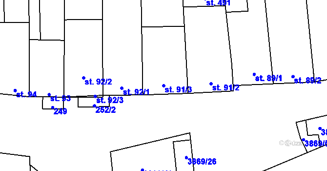Parcela st. 91/3 v KÚ Lipov, Katastrální mapa