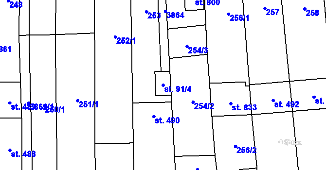 Parcela st. 91/4 v KÚ Lipov, Katastrální mapa