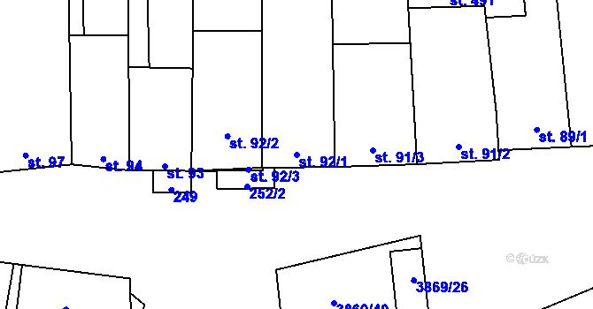 Parcela st. 92/1 v KÚ Lipov, Katastrální mapa