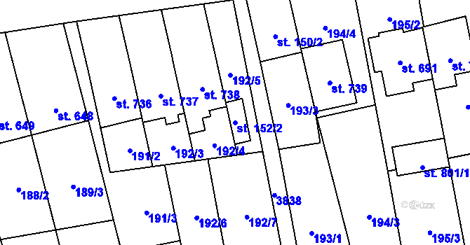 Parcela st. 152/2 v KÚ Lipov, Katastrální mapa