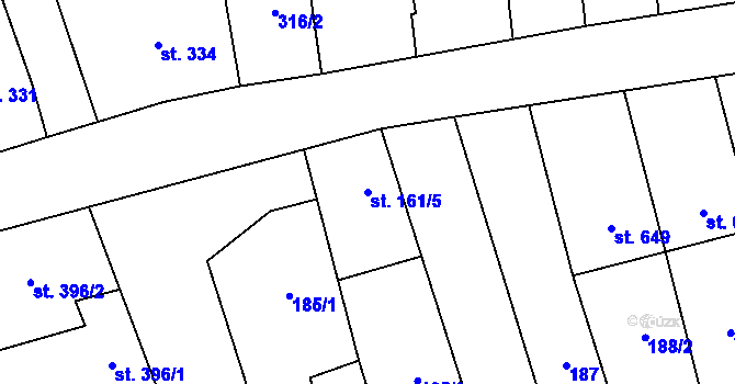 Parcela st. 161/5 v KÚ Lipov, Katastrální mapa