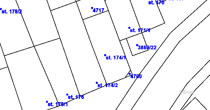 Parcela st. 174/1 v KÚ Lipov, Katastrální mapa