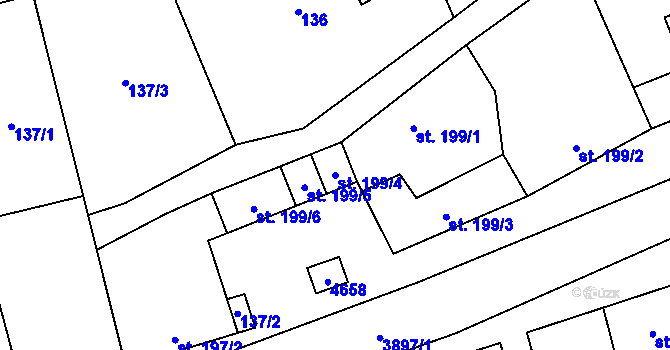 Parcela st. 199/4 v KÚ Lipov, Katastrální mapa