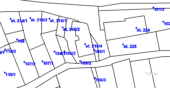 Parcela st. 215/4 v KÚ Lipov, Katastrální mapa