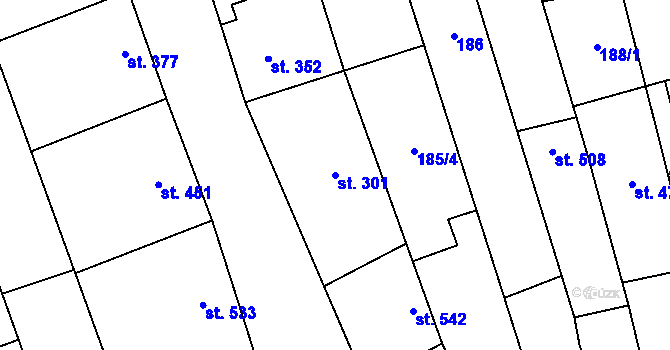 Parcela st. 301 v KÚ Lipov, Katastrální mapa