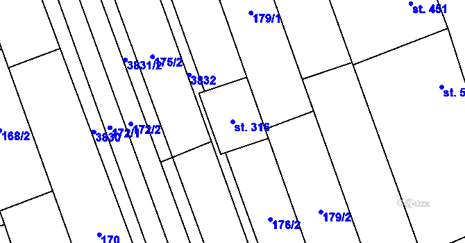 Parcela st. 316 v KÚ Lipov, Katastrální mapa