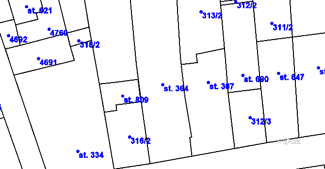 Parcela st. 364 v KÚ Lipov, Katastrální mapa