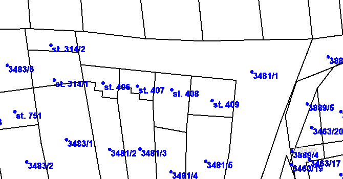 Parcela st. 408 v KÚ Lipov, Katastrální mapa